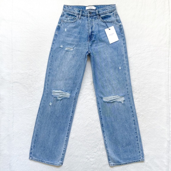 HIDDEN Dad Jean High Rise Wide Straight Leg Distressed 100% Cotton Jeans - Picture 2 of 12